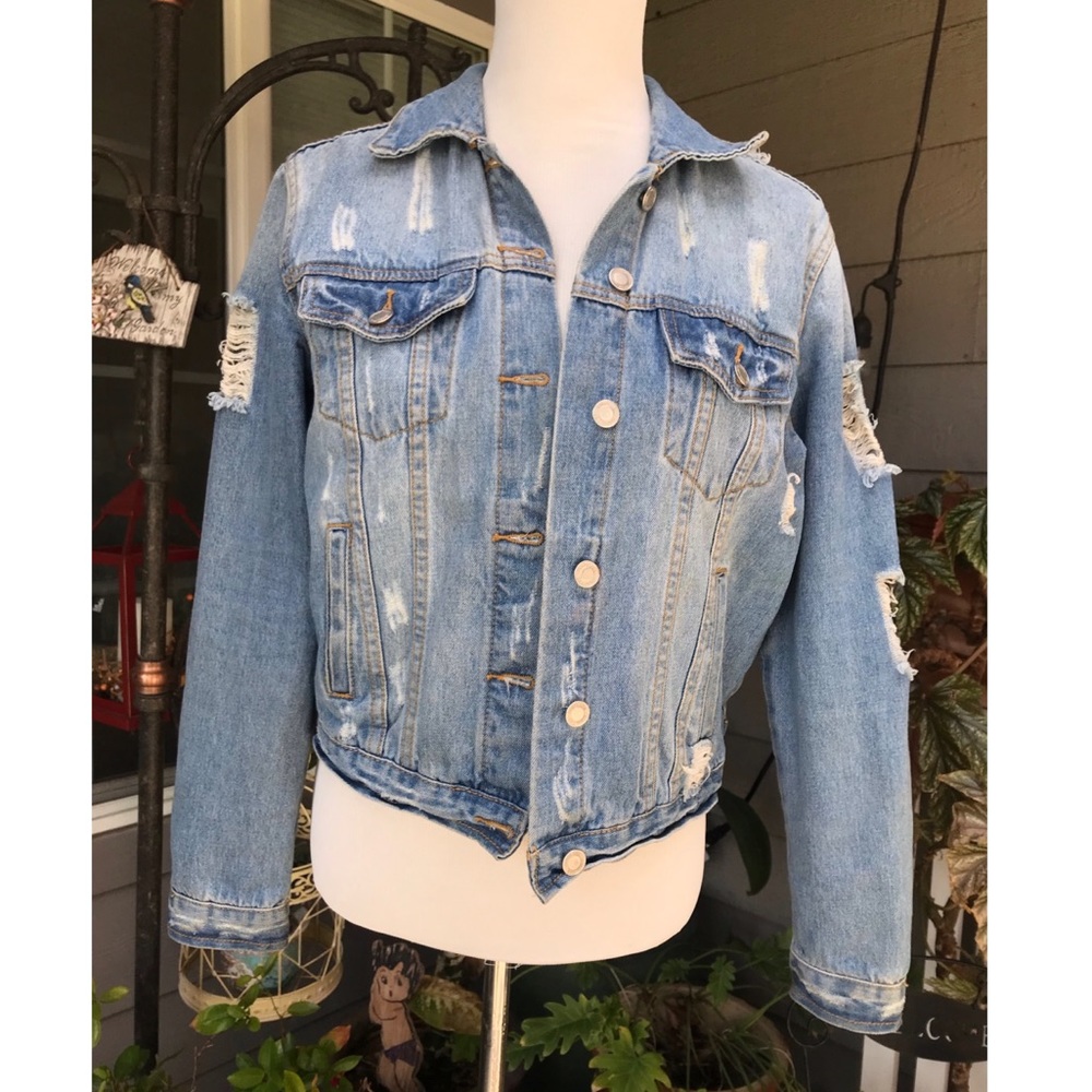 Angel Kiss Distressed Boyfriend Denim Jacket